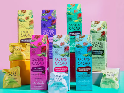 Colourful collection of cacao products.