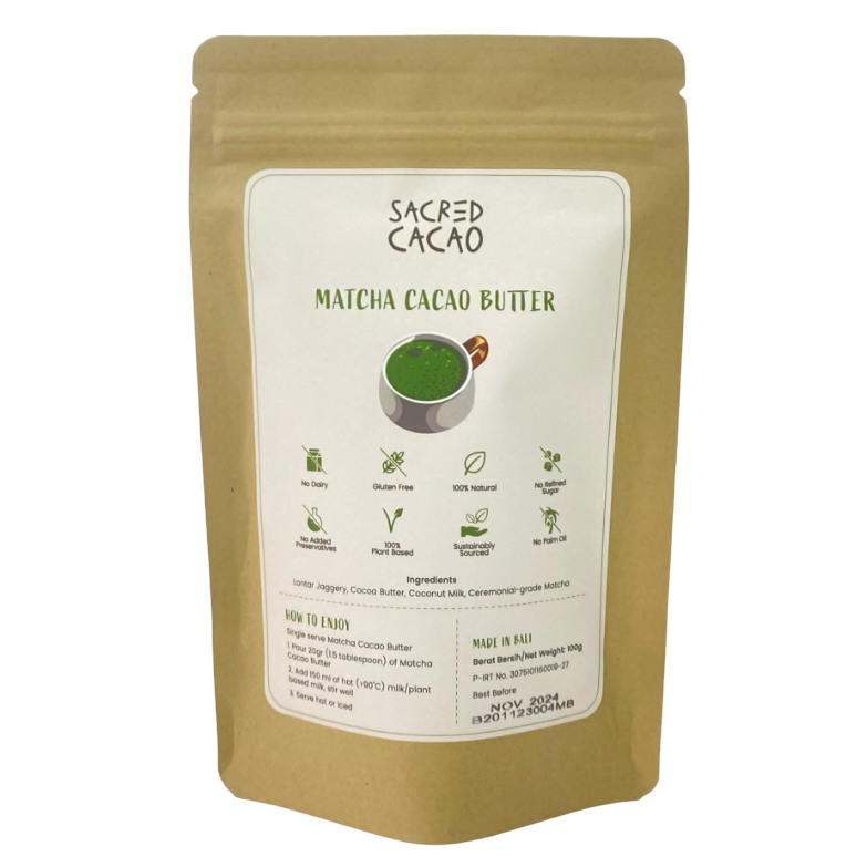 Packet of matcha cacao butter.