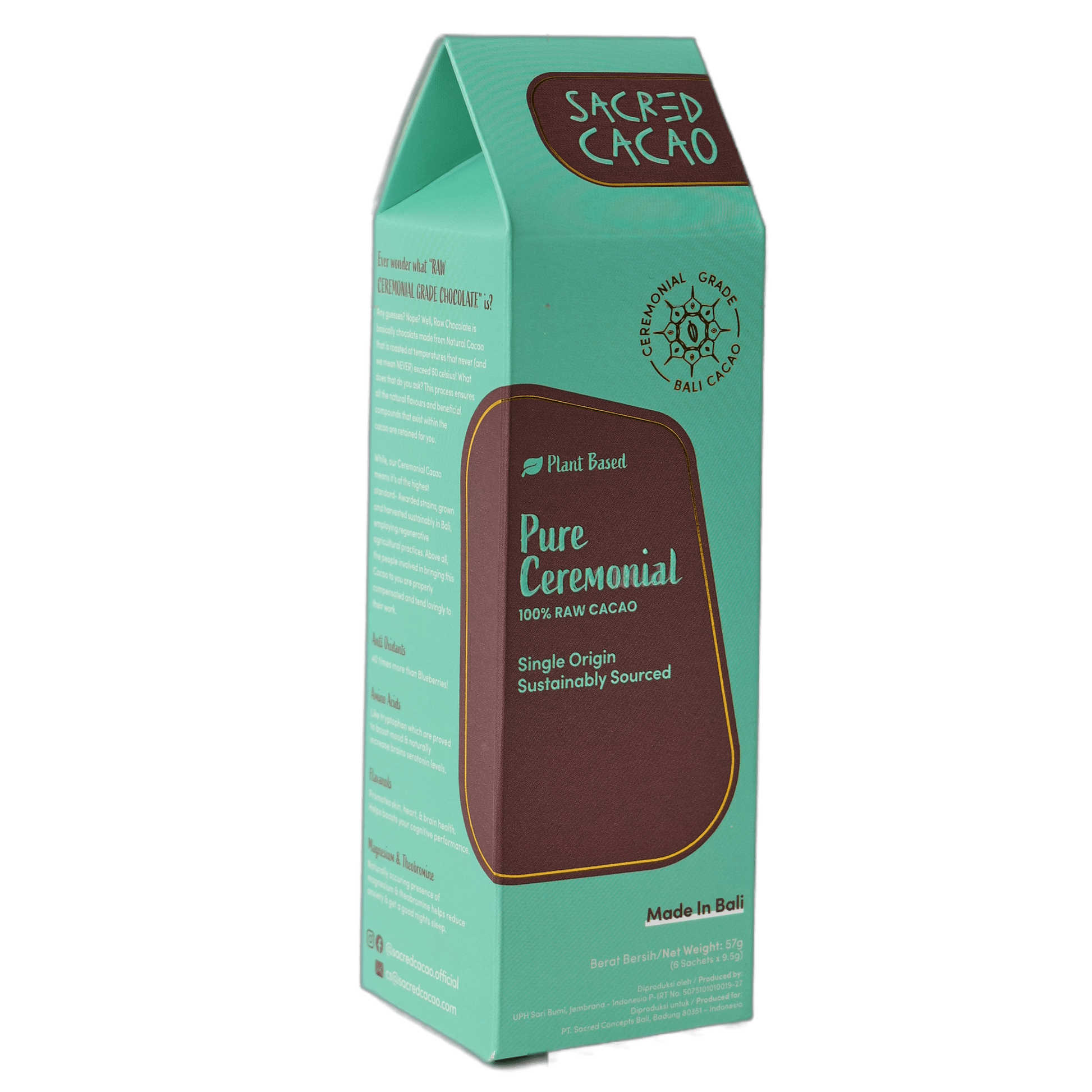 Carton of pure ceremonial cacao chocolate.