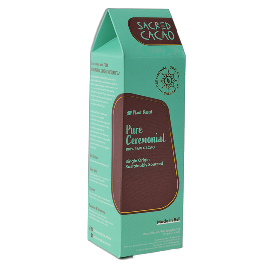 Carton of pure ceremonial cacao chocolate.